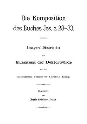 [Gutenberg 51705] • Die Komposition des Buches Jes. c. 28-33.